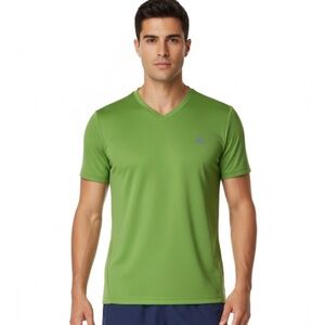 ADIDAS Logo V-Neck Breathable Pullover, Men’s M, Green